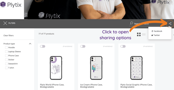 E-catalog sharing link