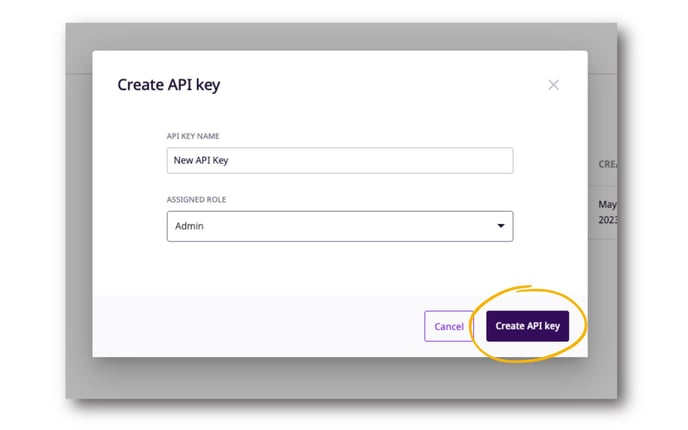 To save the new API key, click 'Create API Key,' which will save it.
