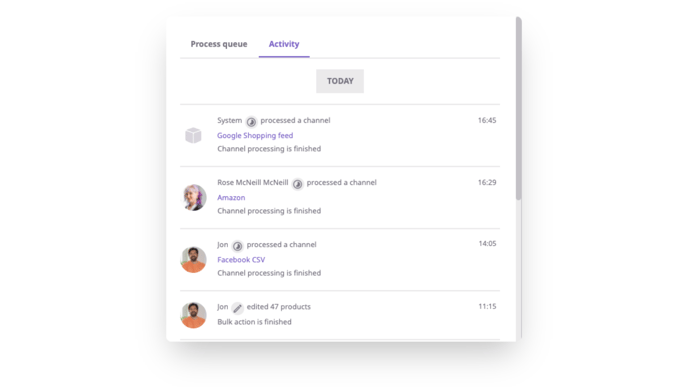 closeup on the activity in your account including time, date, action, and user