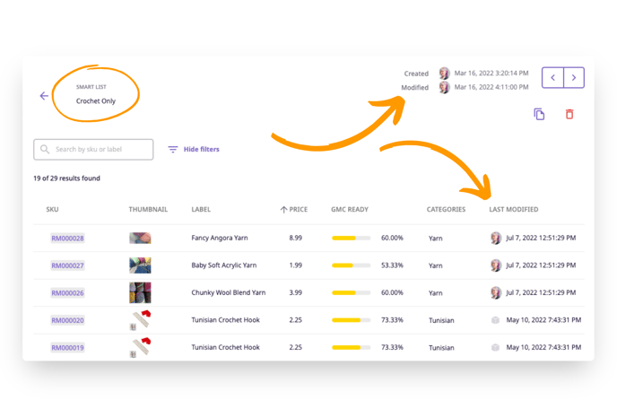 Check the "last modified" date of a list and each product in the list.