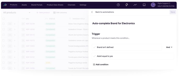 Setting Rules for Product Updates Using Automations - Add Condition - New