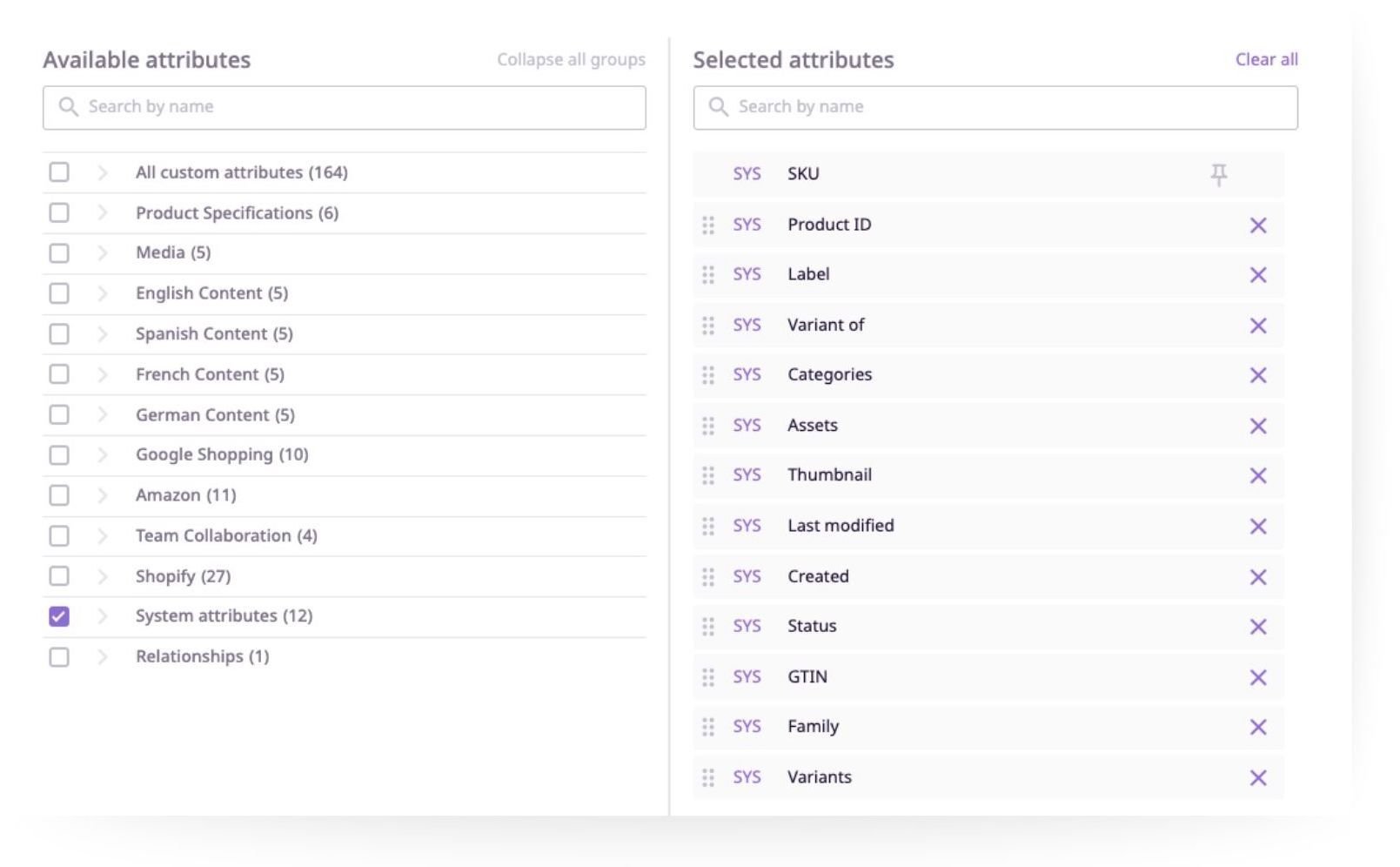Attributes System System Attributes