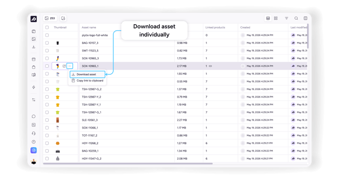 2. Download asset individually