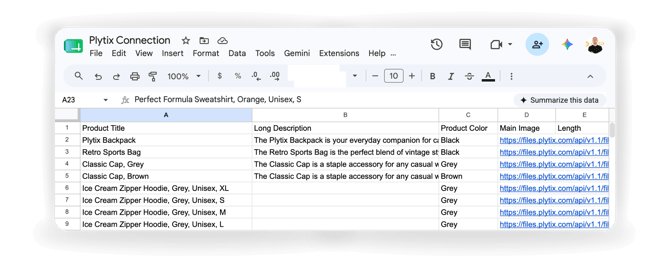 3. content in google sheets