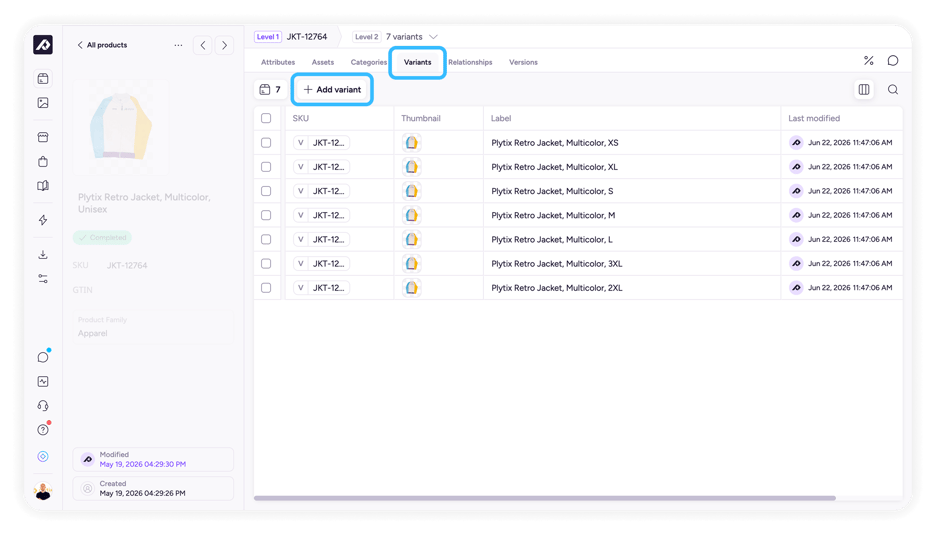 Problem Wrong Variant Unit Creating and Managing Variants and Sub-variants