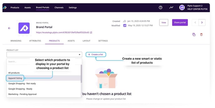 Brand Portal - product lists 2