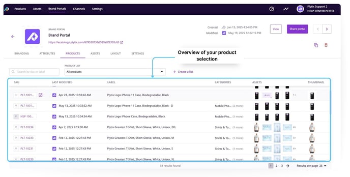 Products - brand portal 