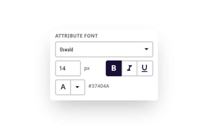 adjust font size, style, and color in the "attribute font" section