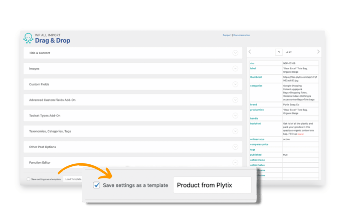 review and save your import settings as a template for the next time you import