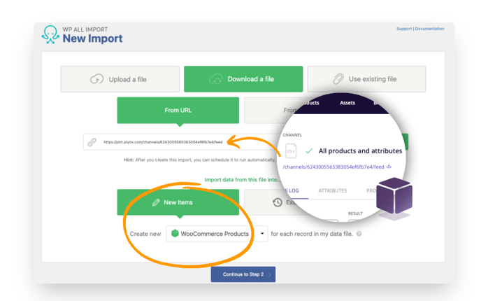 add URL feed to WP All Import for adding new items to WooCommerce store