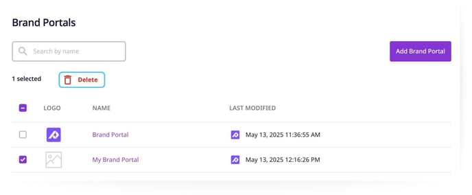 Delete brand portal