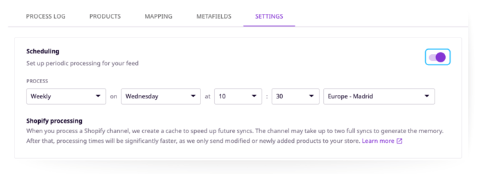 Settings-Scheduling
