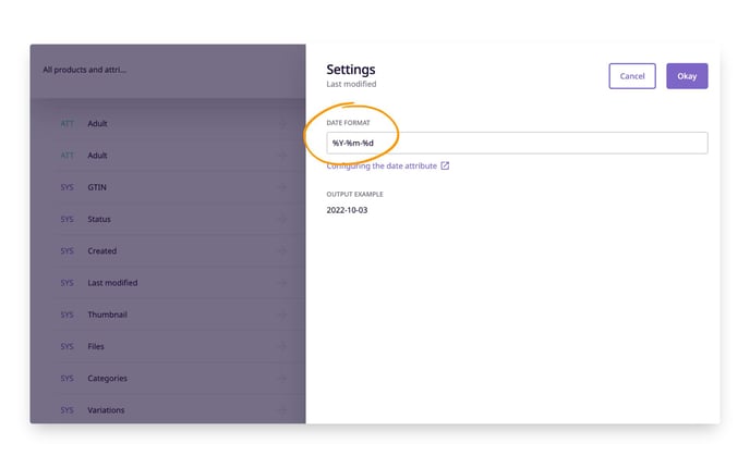 Date attributes can be reformatted for export in a variety of ways.