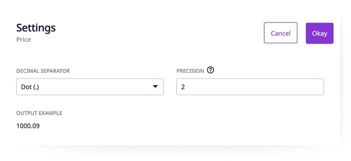Defining Export Settings for Attributes-Settings