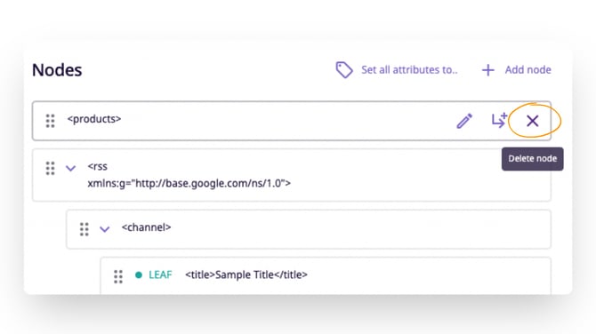 delete the topmost products node