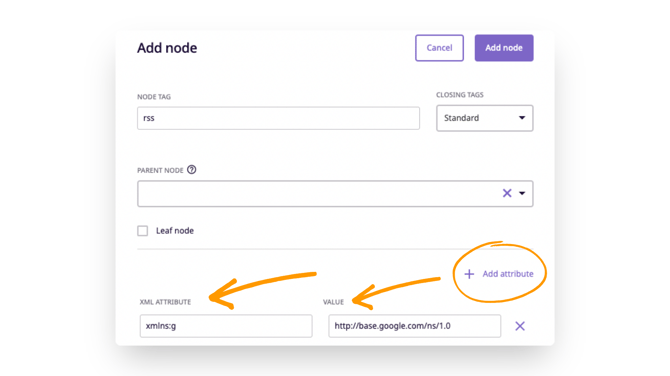 add an XML attribute to the RSS node
