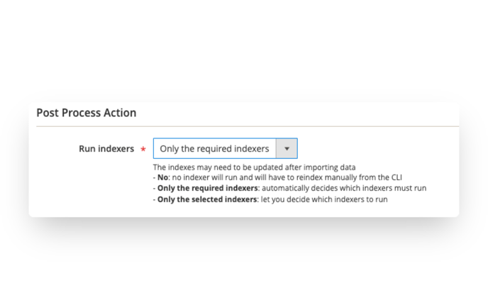 To create a new import profile, adjust the post process action