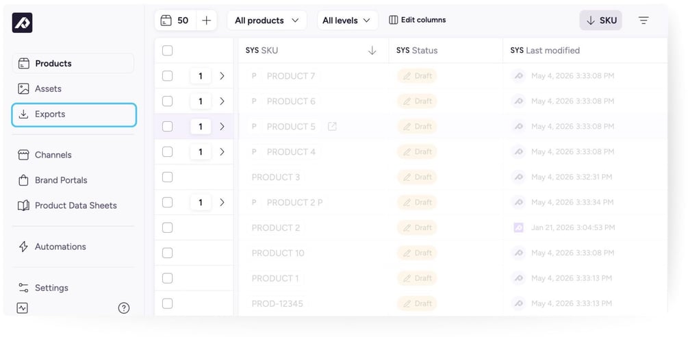 Viewing Export Logs