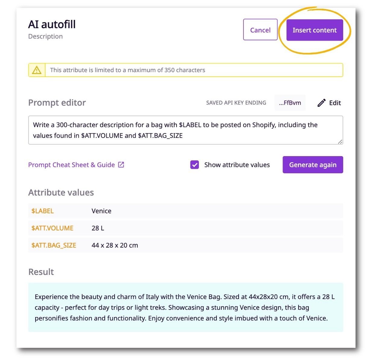 Using the AI Autofill Feature for Text Attributes