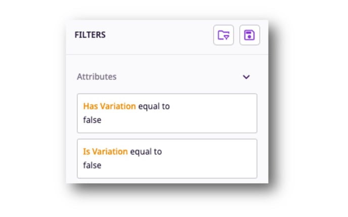 To filter out single products, set up two filters 1) "Has variation equal to false" and 2) "Is variation equal to false."