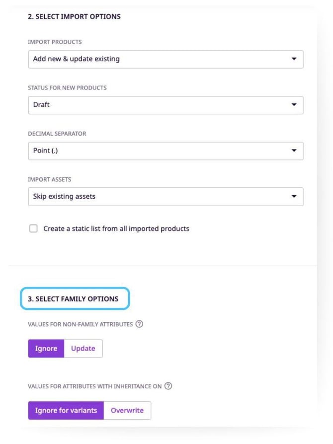 Select Family Option