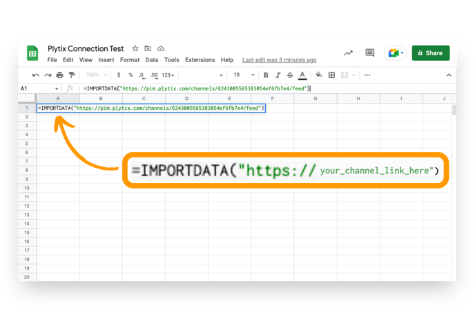 Use the "Import Data" function in Google Sheets to insert your channel link.
