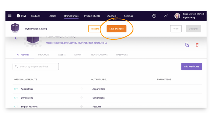 click 'save changes' to save to your brand portal settings