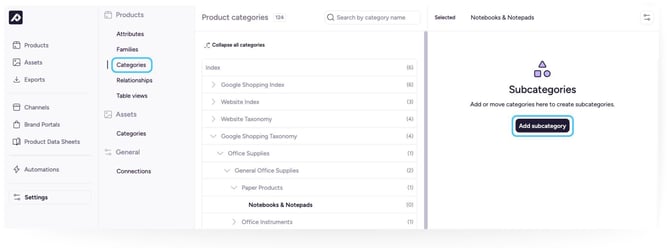 Settings - Categories