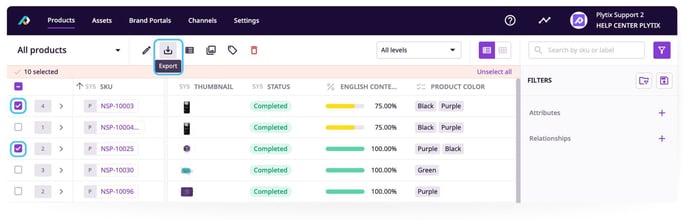_Product Overview page - export
