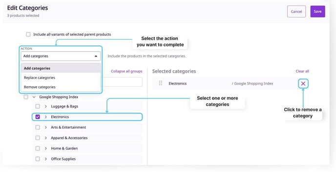 Editing Products in Bulk - Categories