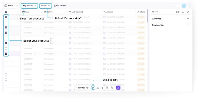 Editing Products in bulk -All Products