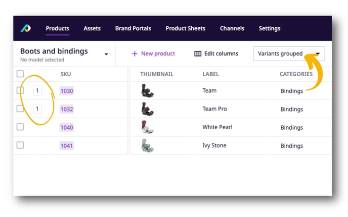 With Product Families 2, you can view either parents and single products together, or variants and single products together in the product overview. 