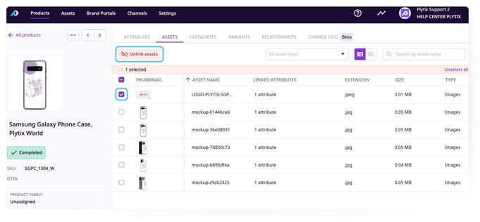 Unlink-assetspdp