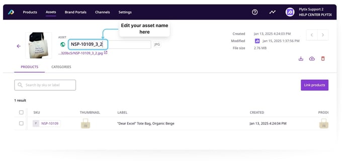 Edit your asset name