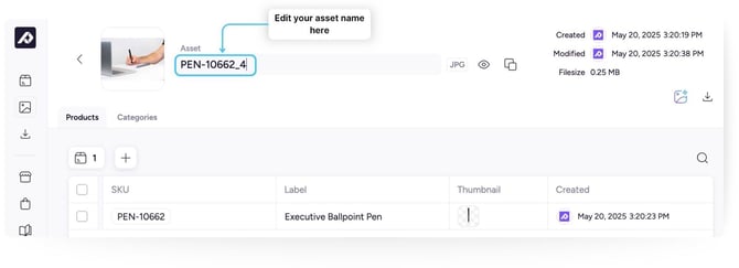 Edit asset name
