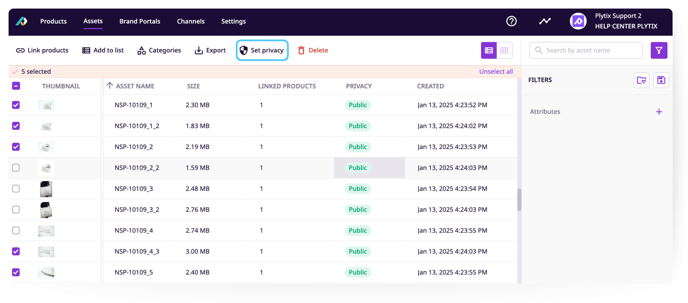 Set privacy-Assets