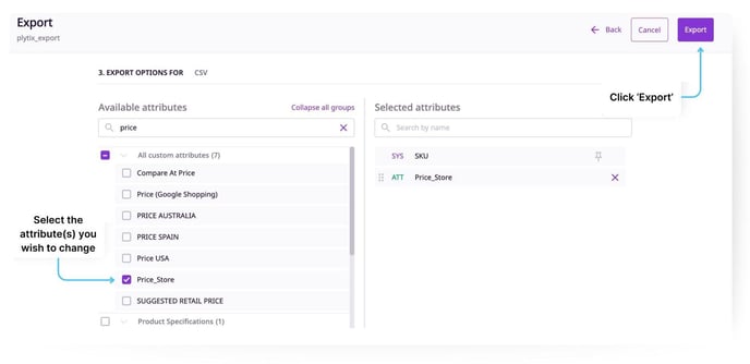 Exportselect attributes