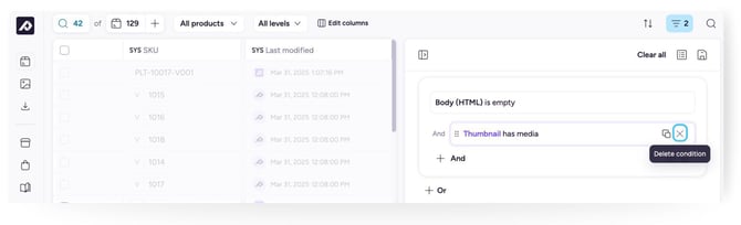 Filters - Delete condition