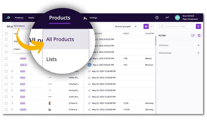 View all products in your account from the product overview page. 