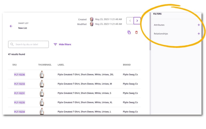 Creating a new smart list will bring you to the list detail page, where you can choose which filters to apply.