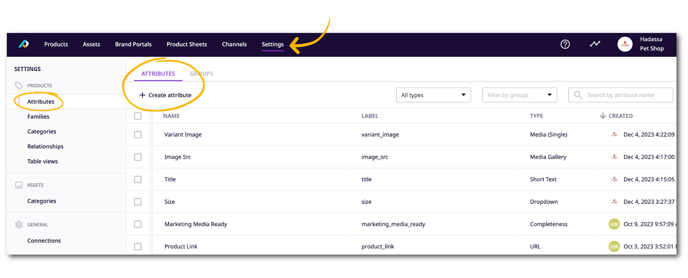 Settings - Attributes