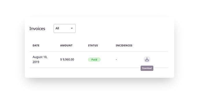 the invoice section of account settings shows amount of money due
