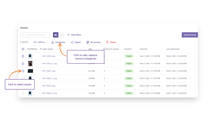 bulk assign assets to categories 