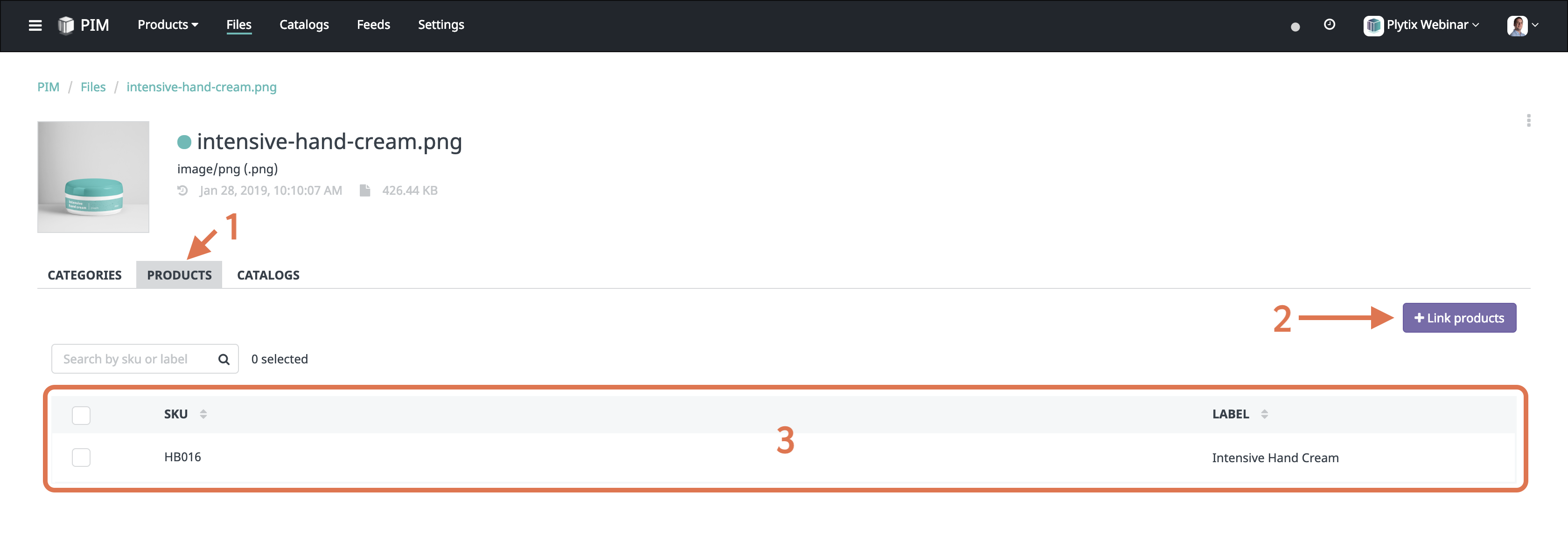 Linking products from the file details screen