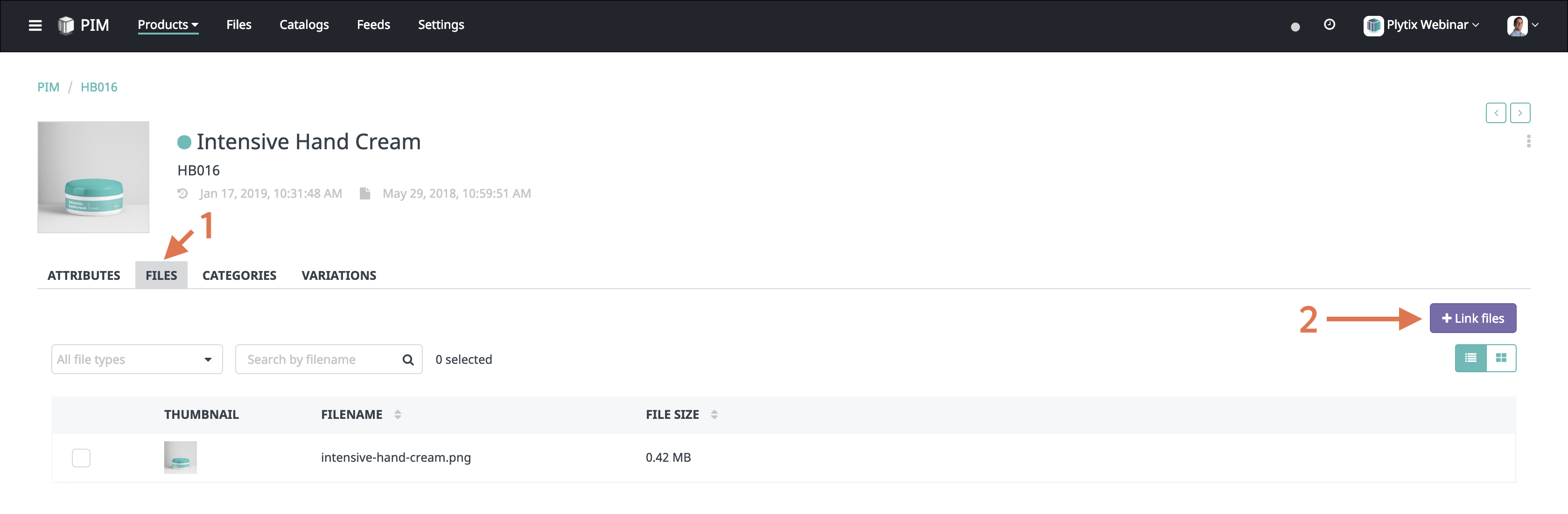 Linking from a product screen