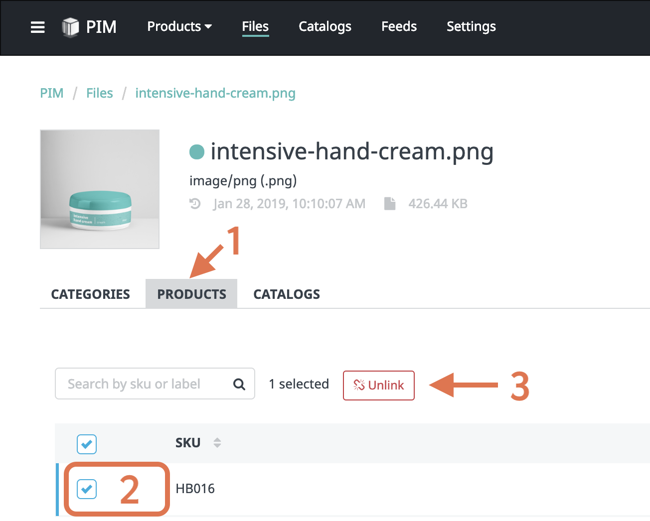 unlinking files and products