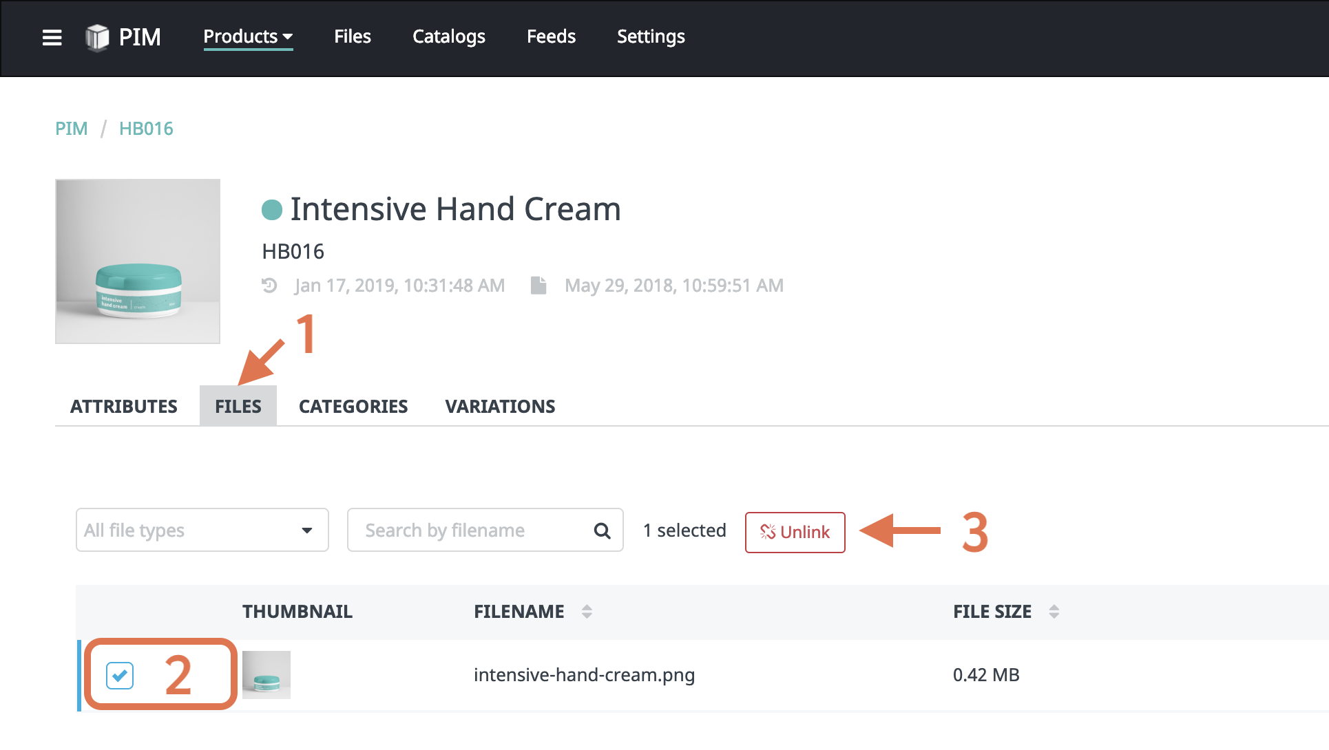 unlinking files from a product page