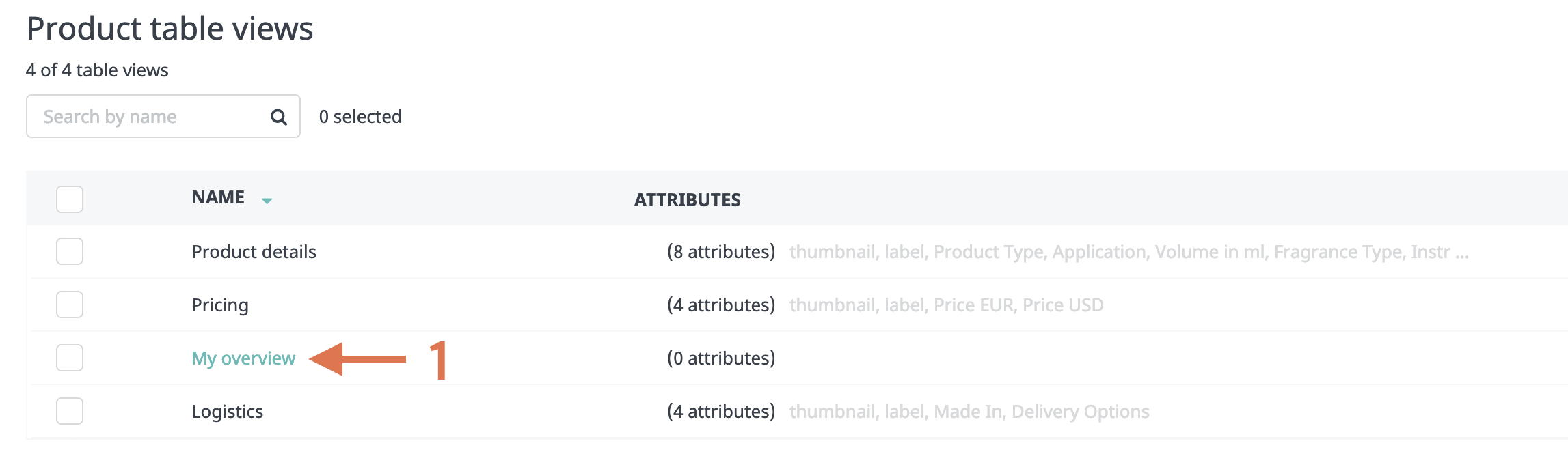 Editing a product table view