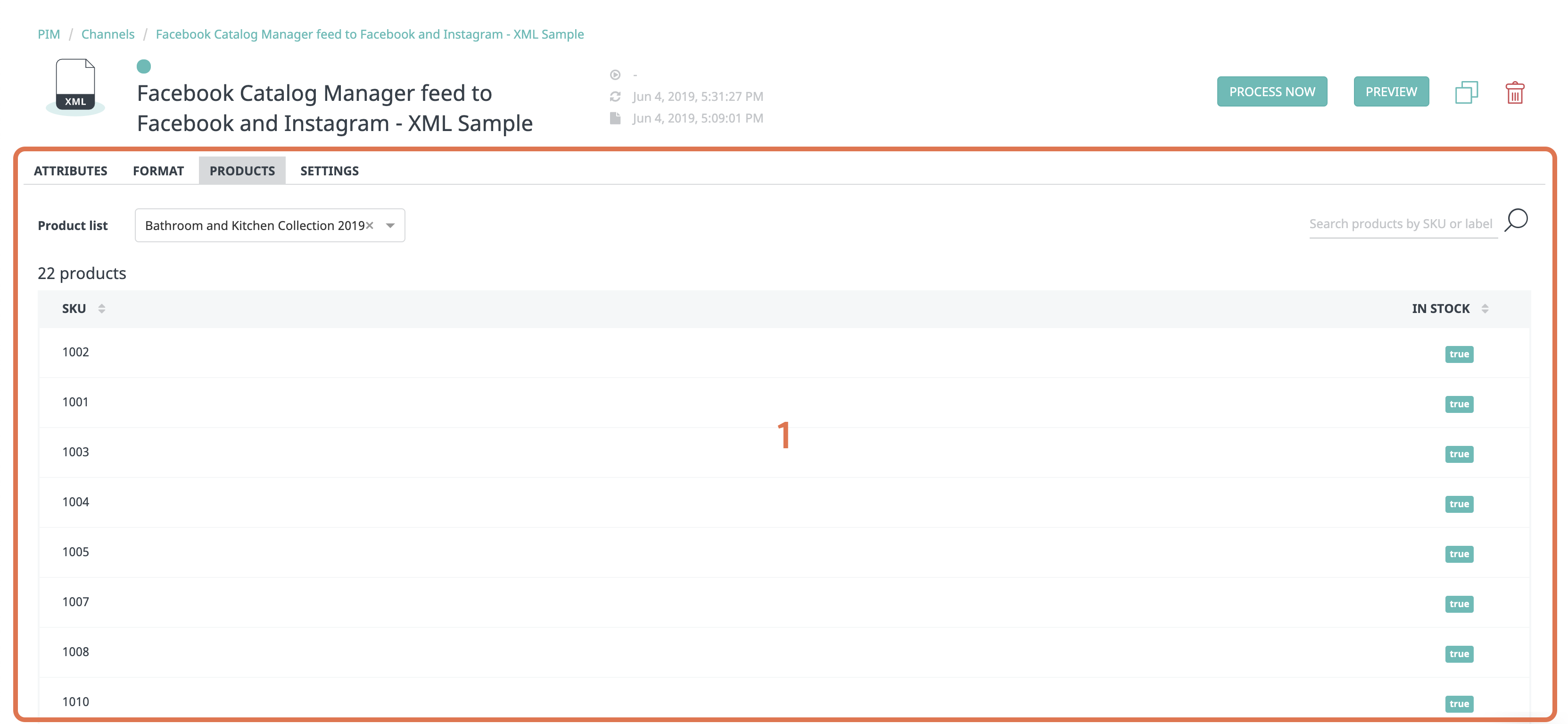 What your product view will look like when you start adding items to your feed
