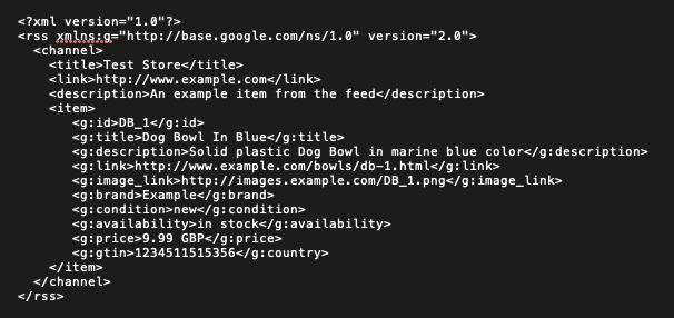 example feed for facebook catalog manager